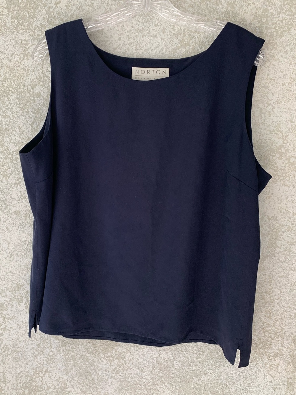 Norton McNaughton Navy Sleeveless Scoop Neck Tank XL Silk